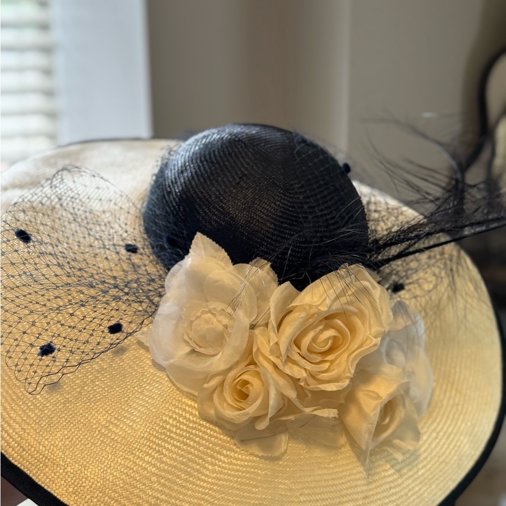 Chic Navy and Cream Floral Women's Hat